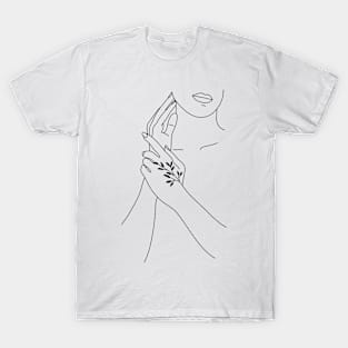 Flower Hand Line Art T-Shirt